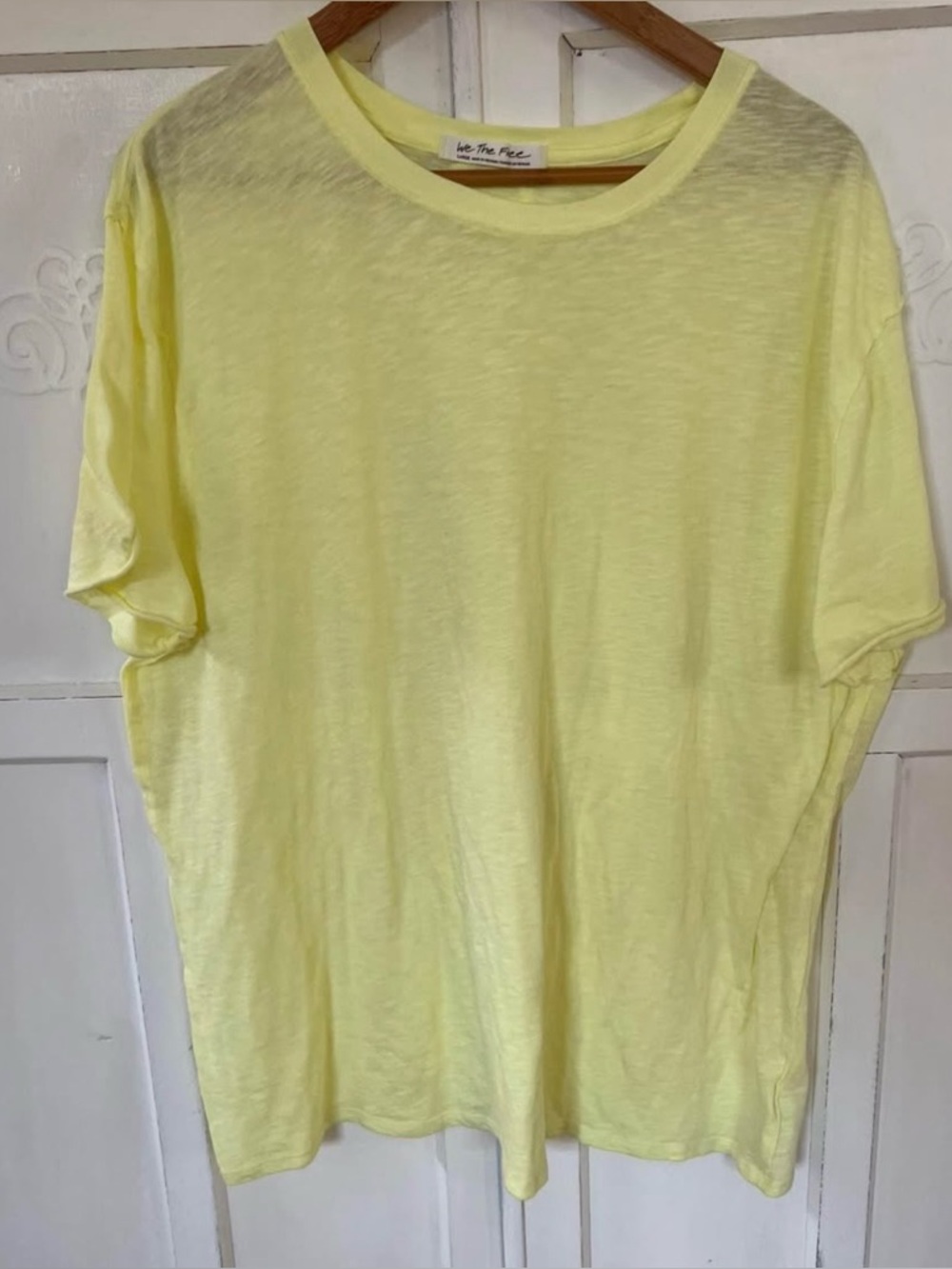 We the Free Citron Yellow Oversized Reverse Seam Semi-Sheer Size Large